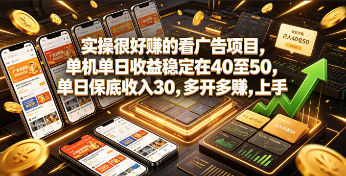 实操很好賺的看广告项目，单机单日收益稳定在40至50，单日保底收入30，多开多賺，上手就能变现【揭秘】-超级会员网