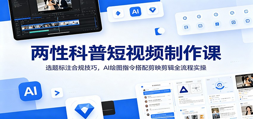 两性科普短视频制作课：选题标注合规技巧，AI绘图指令搭配剪映剪辑全流程实操-超级会员网