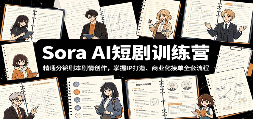 Sora AI短剧训练营：精通分镜剧本剧情创作，掌握IP打造、商业化接单全套流程-超级会员网