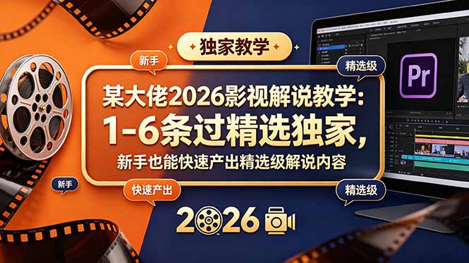 某大佬2026影视解说教学：1-6条过精选独家，新手也能快速产出精选级解说内容-超级会员网