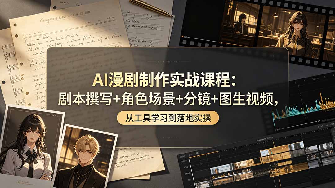 AI漫剧制作实战课程：剧本撰写+角色场景+分镜+图生视频，从工具学习到落地实操-超级会员网