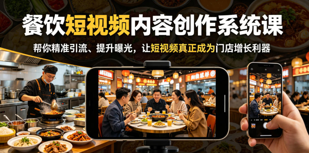 餐饮短视频内容创作系统课，帮你精准引流、提升曝光，让短视频真正成为门店增长利器-超级会员网