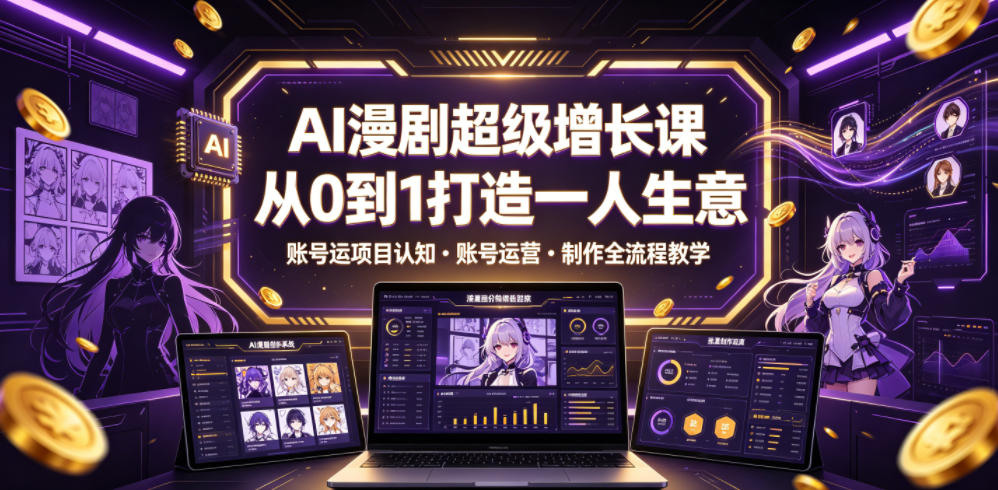 AI漫剧超级增长课，从0到1打造一人生意，项目认知・账号运营・制作全流程教学-超级会员网