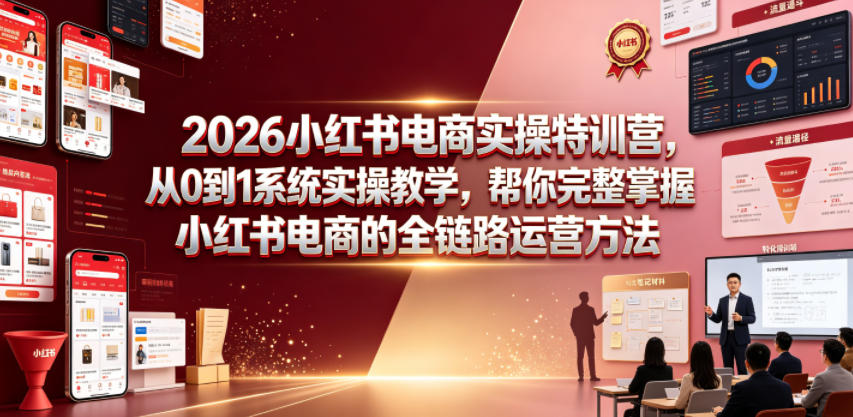 2026小红书电商实操特训营，从0到1系统实操教学，帮你完整掌握小红书电商的全链路运营方法-超级会员网