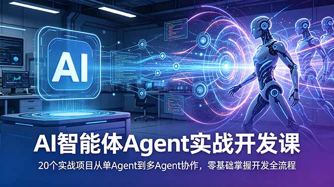 AI智能体Agent实战开发课：20个实战项目从单Agent到多Agent协作，零基础掌握开发全流程-超级会员网