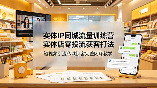 实体IP同城流量训练营：实体店零投流获客打法，短视频引流私域锁客完整闭环教学-超级会员网
