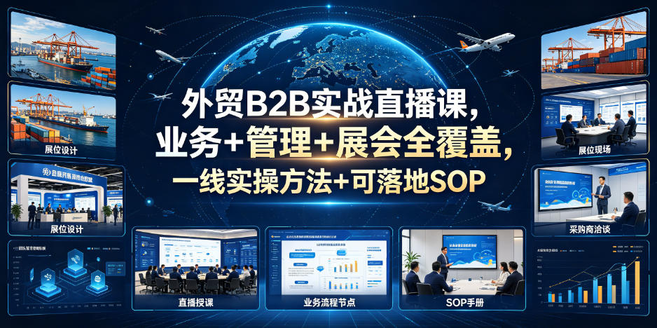 外贸B2B实战直播课，业务+管理+展会全覆盖，一线实操方法+可落地SOP-超级会员网