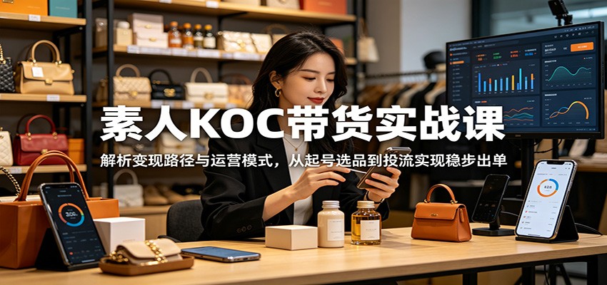 素人KOC带货实战课：解析变现路径与运营模式，从起号选品到投流实现稳步出单-超级会员网