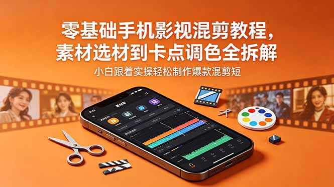 零基础手机影视混剪教程，素材选材到卡点调色全拆解，小白跟着实操轻松制作爆款混剪短片-超级会员网