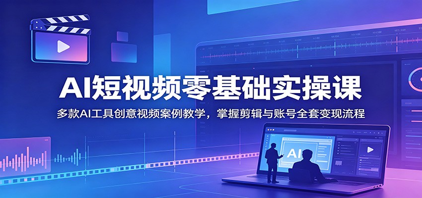 AI短视频零基础实操课：多款AI工具创意视频案例教学，掌握剪辑与账号全套变现流程-超级会员网