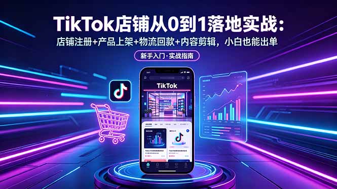 TikTok店铺从0到1落地实战：店铺注册+产品上架+物流回款+内容剪辑，小白也能出单-超级会员网