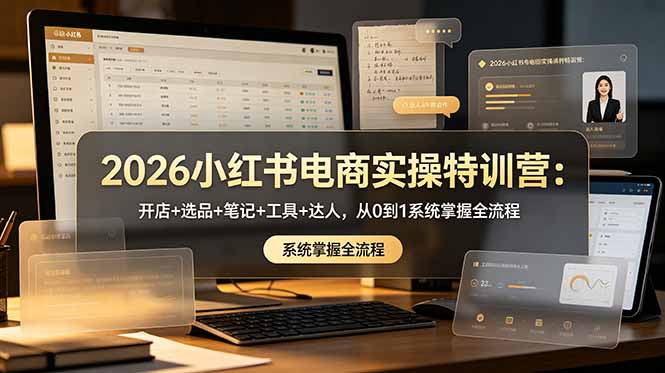 2026小红书电商实操特训营：开店+选品+笔记+工具+达人，从0到1系统掌握全流程-超级会员网