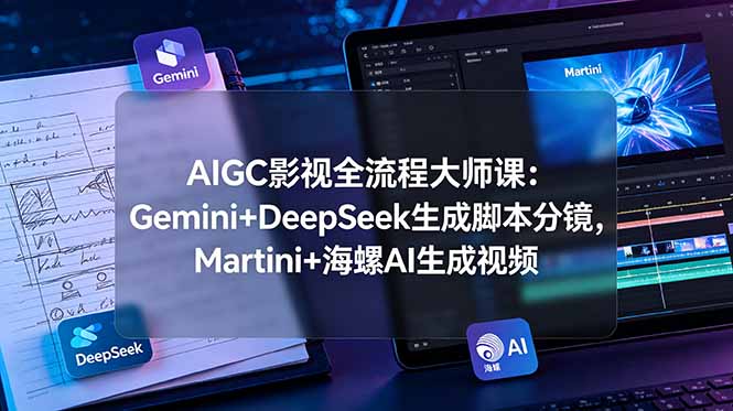 AIGC影视全流程大师课：Gemini+DeepSeek生成脚本分镜，Martini+海螺AI生成视频-超级会员网