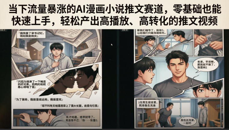 当下流量暴涨的AI漫画小说推文赛道，零基础也能快速上手，轻松产出高播放、高转化的推文视频-超级会员网
