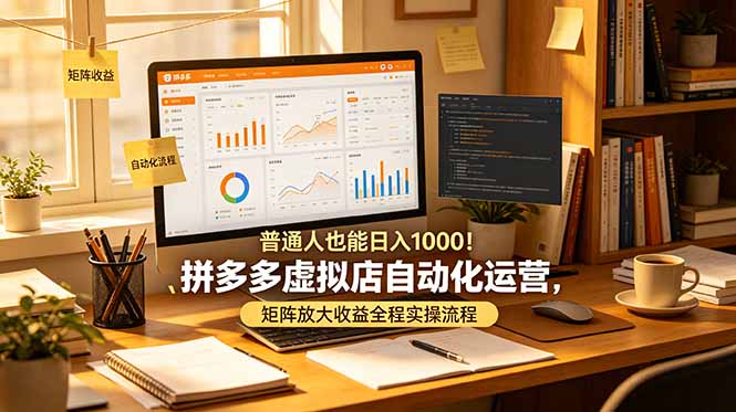 普通人也能日入 1000！拼多多虚拟店自动化运营，矩阵放大收益全程实操流程-超级会员网