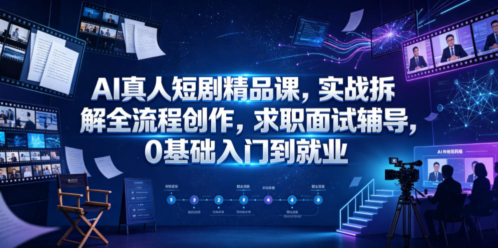 AI真人短剧精品课，实战拆解全流程创作，求职面试辅导，0基础入门到就业-超级会员网