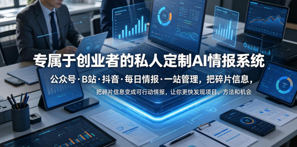 专属于创业者的私人定制AI情报系统，公众号·B站·抖音·每日情报·一站管理，把碎片信息变成可行动情报，让你更快发现项目、方法和机会-超级会员网
