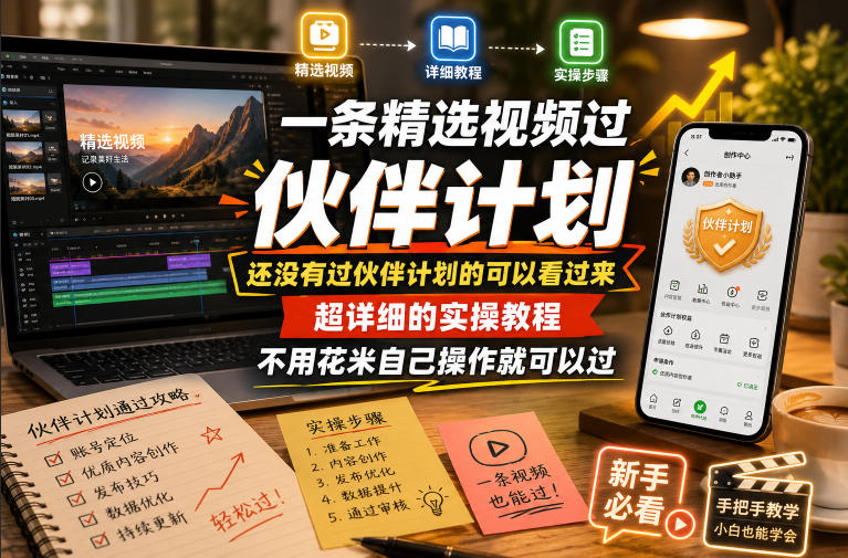 一条精选视频过伙伴计划，还没有过伙伴计划的可以看过来，超详细的实操教程，不用花米自己操作就可以过-超级会员网