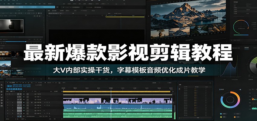 最新爆款影视剪辑教程：大V内部实操干货，字幕模板音频优化成片教学-超级会员网