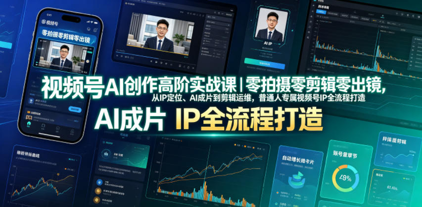 视频号AI创作高阶实战课｜零拍摄零剪辑零出镜，从IP定位、AI成片到剪辑运维，普通人专属视频号IP全流程打造-超级会员网