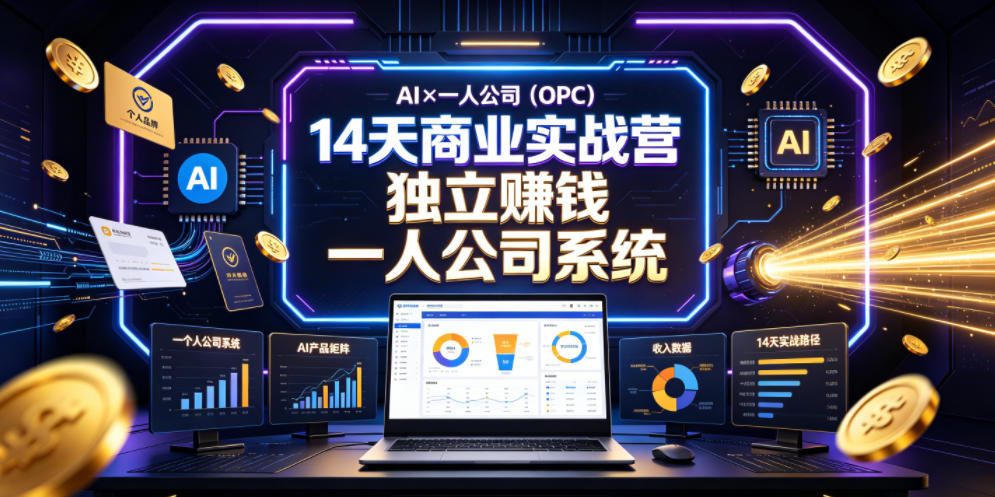 AI×一人公司(OPC)14天商业实战营，用AI帮你搭建一个属于你自己的、能独立賺钱的一人公司系统-超级会员网