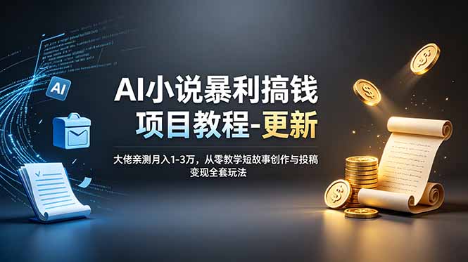 AI小说暴利搞钱项目教程-更新，大佬亲测月入1-3万，从零教学短故事创作与投稿变现全套玩法-超级会员网