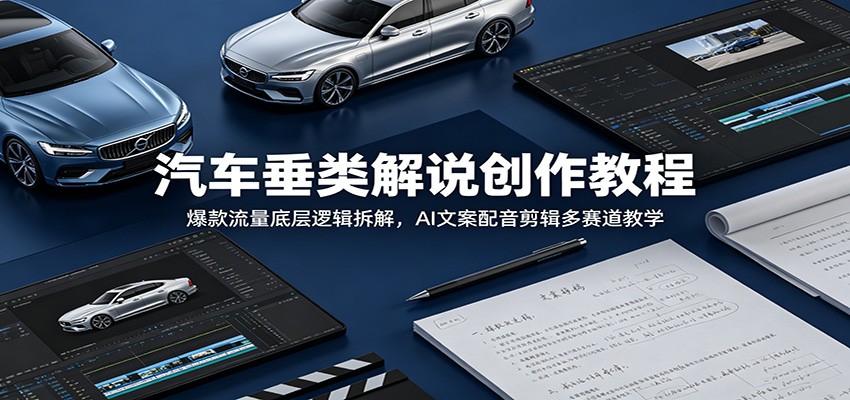 汽车垂类解说创作教程：爆款流量底层逻辑拆解，AI文案配音剪辑多赛道教学-超级会员网