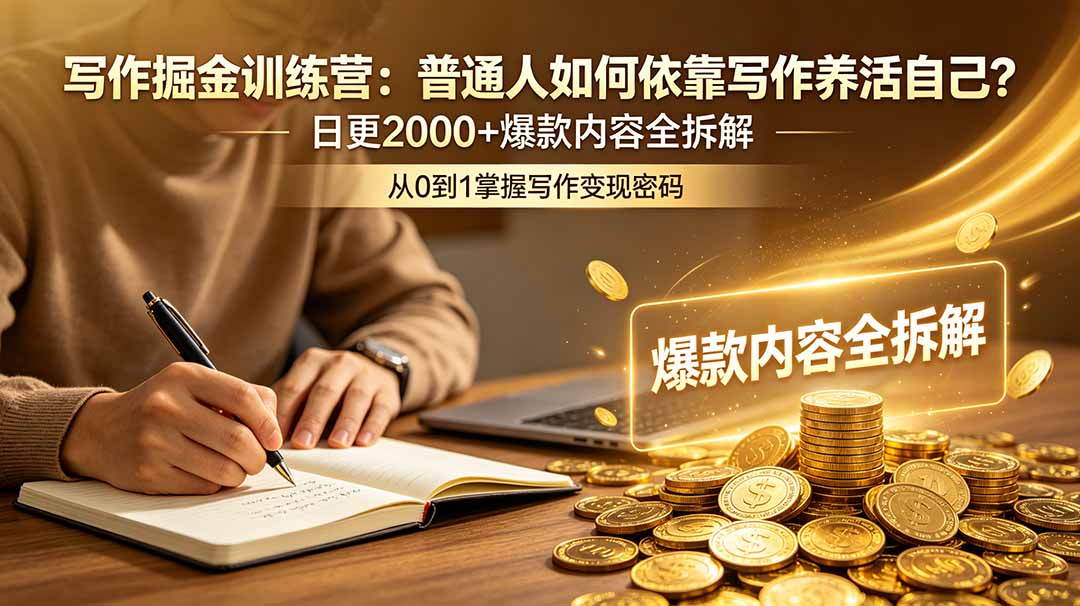 写作掘金训练营：普通人如何依靠写作养活自己？日更2000+爆款内容全拆解-超级会员网