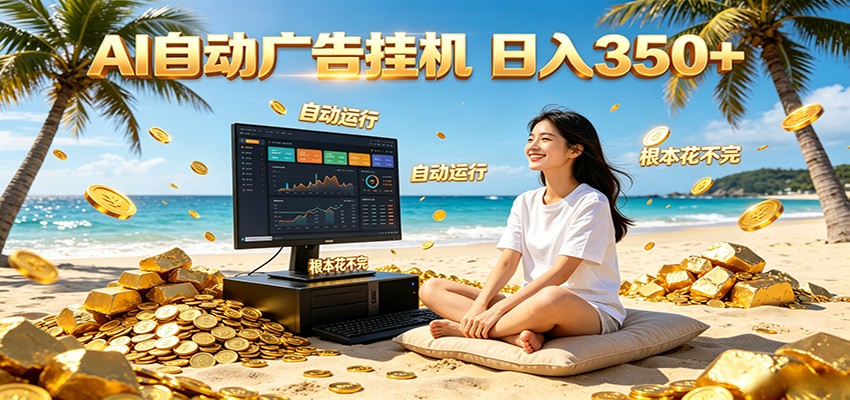 AI自动广告挂机 日入350+ 真正做到躺赚式变现，根本花不完！-超级会员网