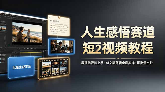 人生感悟赛道短视频教程，零基础轻松上手，AI文案剪辑全套实操可批量出片-超级会员网