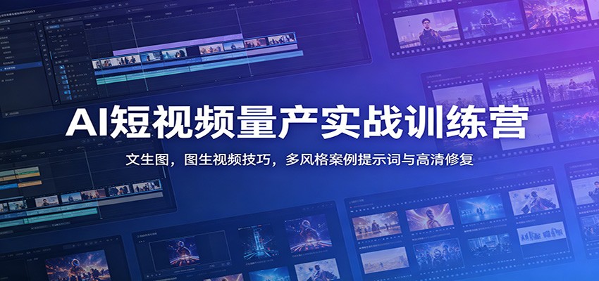 AI短视频量产实战训练营：文生图，图生视频技巧，多风格案例提示词与高清修复-超级会员网