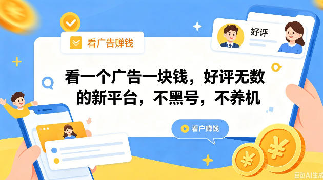 看一个广告一块钱，好评无数的新平台，不黑号，不养机，一撸几十块钱还是不错的【揭秘】-超级会员网