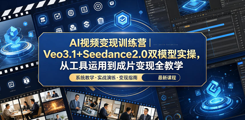 AI视频变现训练营｜Veo3.1+Seedance2.0双模型实操，从工具运用到成片变现全教学-超级会员网