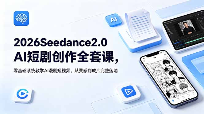 2026Seedance2.0AI短剧创作全套课，零基础系统教学AI漫剧短视频，从灵感到成片完整落地-超级会员网