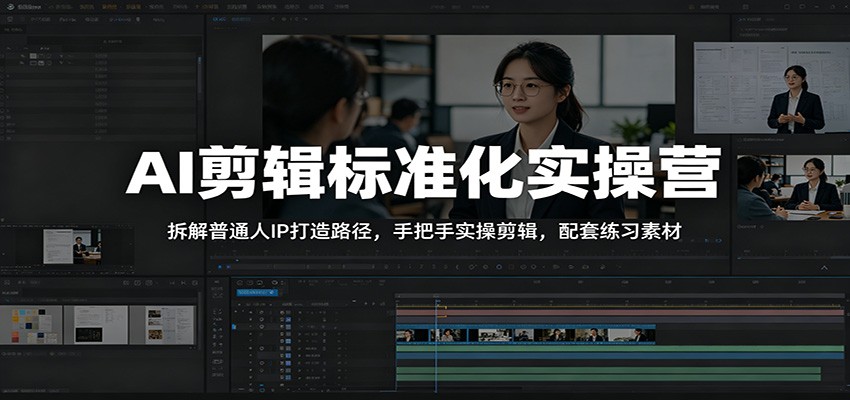 AI剪辑标准化实操营：拆解普通人IP打造路径，手把手实操剪辑，配套练习素材-超级会员网