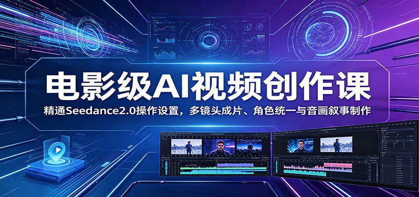 电影级AI视频创作课：精通Seedance2.0操作设置，多镜头成片、角色统一与音画叙事制作-超级会员网