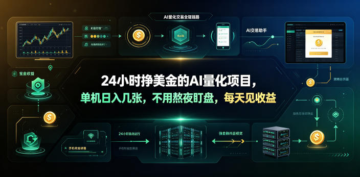 24小时挣美金的AI量化项目，单机日入几十美刀，不用熬夜盯盘，每天见收益【揭秘】-超级会员网