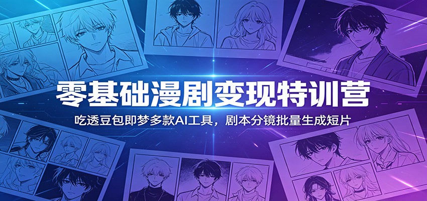 零基础漫剧变现特训营：玩转豆包即梦多款AI工具，剧本分镜批量生成短片-超级会员网