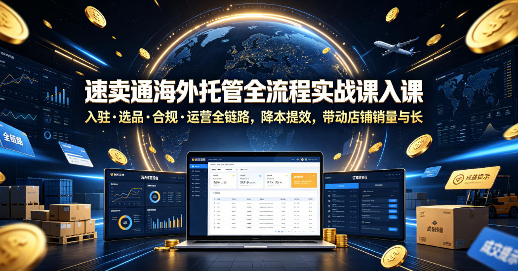 速卖通海外托管全流程实战课入驻・选品・合规・运营全链路，降本提效，带动店铺销量与收益增长-超级会员网