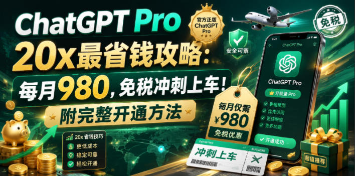ChatGPT Pro 20x最省钱攻略：每月980，免税冲刺上车！附完整开通方法【文档】-超级会员网