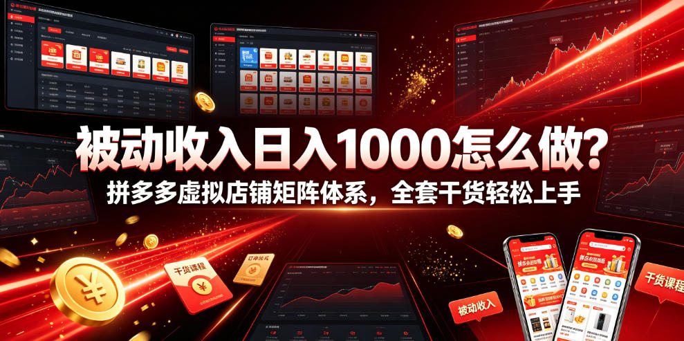 被动收入日入1000怎么做？拼多多虚拟店铺矩阵体系，全套干货轻松上手【揭秘】-超级会员网