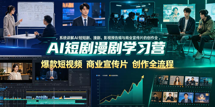 AI短剧漫剧学习营，系统讲解AI短剧、漫剧、影视预告片、爆款短视频与商业宣传片的创作全流程-超级会员网