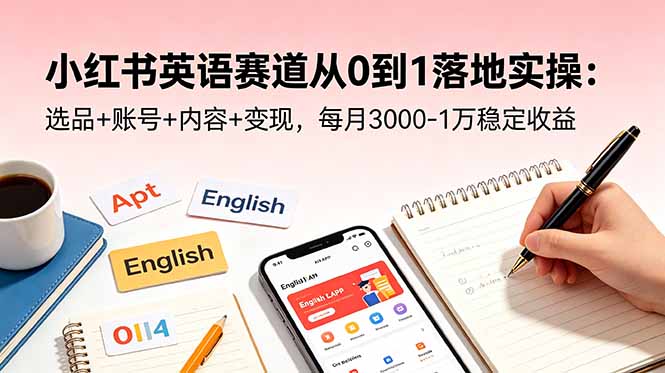 小红书英语赛道从0到1落地实操：选品+账号+内容+变现，每月3000-1万稳定收益-超级会员网