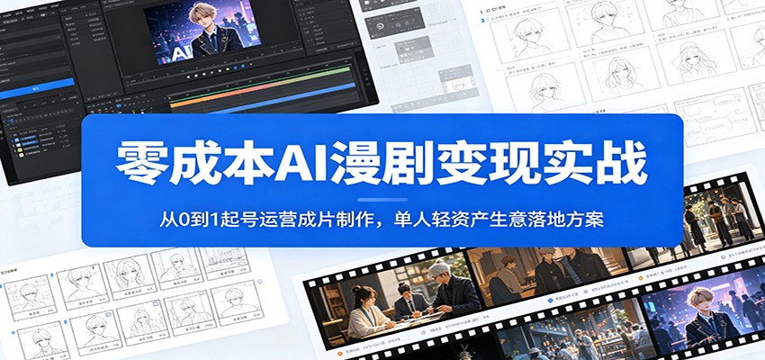 零成本AI漫剧变现实战：从0到1起号运营成片制作，单人轻资产生意落地方案-超级会员网