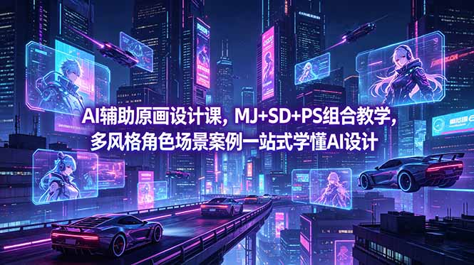 AI辅助原画设计课，MJ+SD+PS组合教学，多风格角色场景案例一站式学懂AI设计-超级会员网