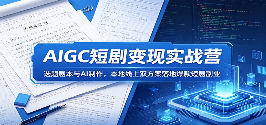 AIGC短剧变现实战营：选题剧本与AI制作，本地线上双方案落地爆款短剧副业-超级会员网