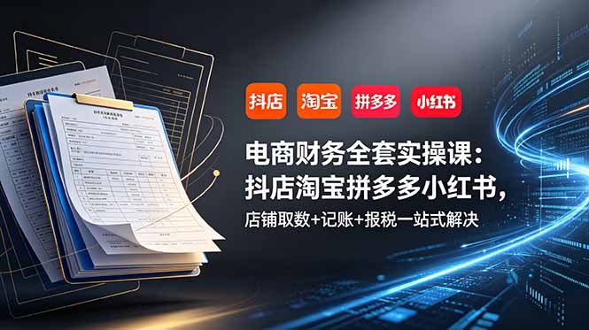 电商财务全套实操课：抖店淘宝拼多多小红书，店铺取数+记账+报税一站式解决-超级会员网