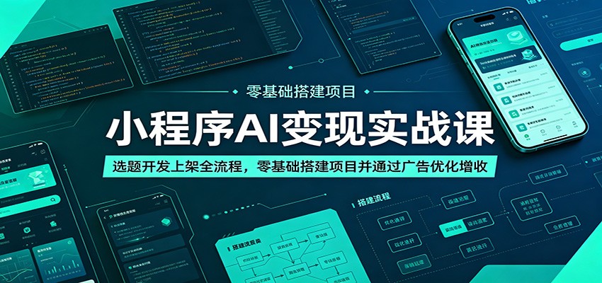小程序AI变现实战课：选题开发上架全流程，零基础搭建项目并通过广告优化增收-超级会员网