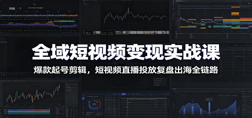全域短视频变现实战课：爆款起号剪辑，短视频直播投放复盘出海全链路-超级会员网