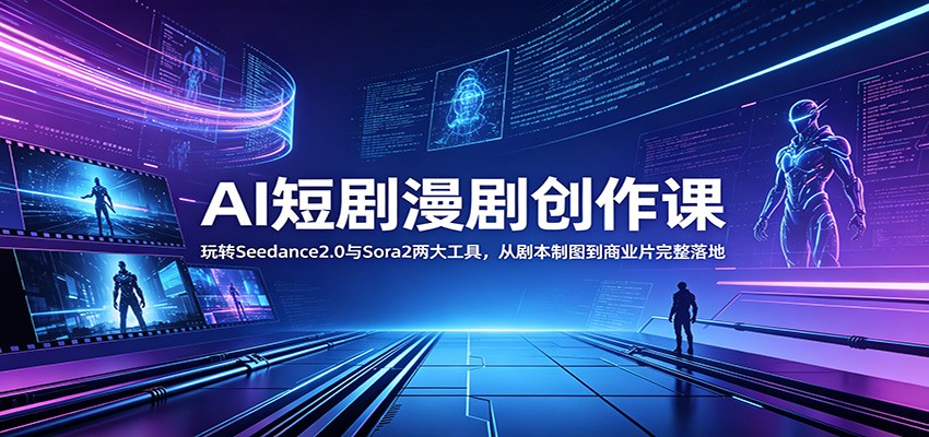 AI短剧漫剧创作课：玩转Seedance2.0与 Sora2两大工具，从剧本制图到商业片完整落地-超级会员网